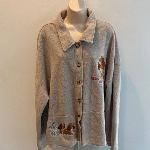 Disney Jackets & Blazers - Disney Tan Teddy Jacket with Embroidered Characters Vintage Button Up Size 3X?